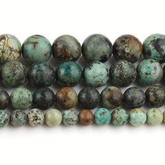 African Turquoise Round Loose Beads - 15 In
