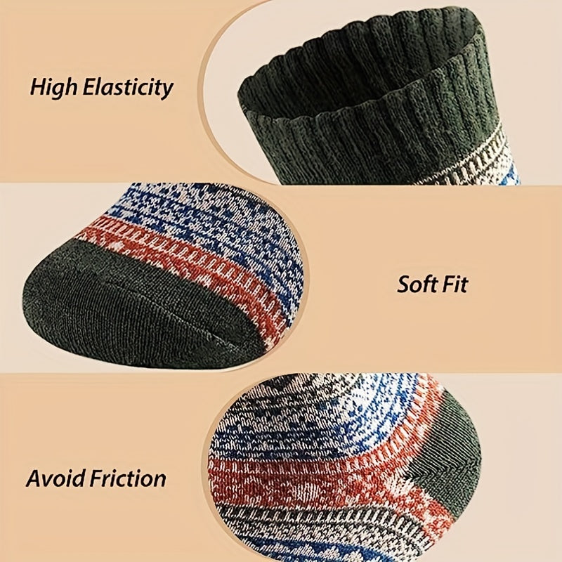 2 Pairs Geometric Pattern Socks Ethnic Style Mid Tube Women's Stockings