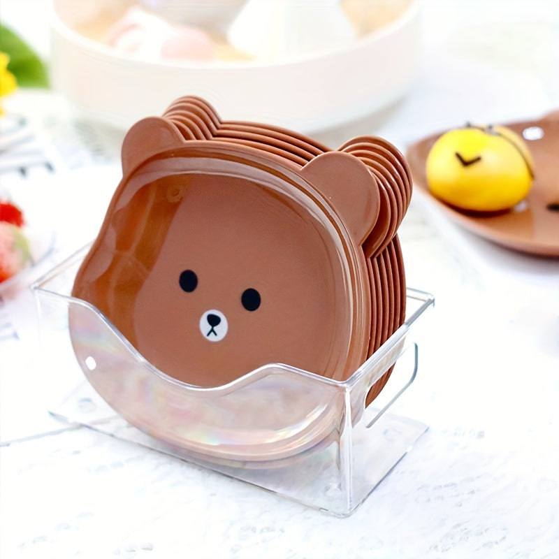 4pcs Bear Clear Plastic Plates for Parties