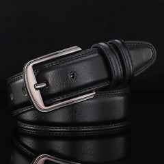 Men's Leather Belt with Square Buckle