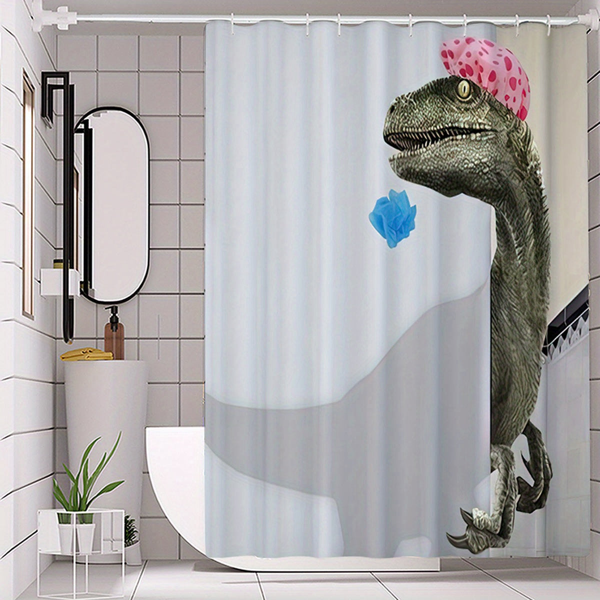 Waterproof Dinosaur Shower Curtain - Bathroom Decor