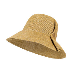 Khaki Wide Brim Bucket Hat Sunscreen Straw Lightweight Cap