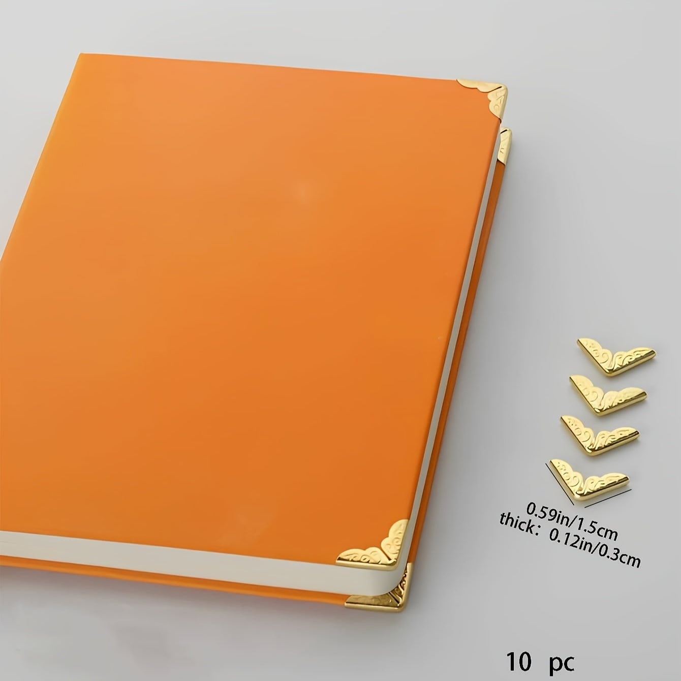 10pcs Golden Metal Book Corner Protectors for Students and Book Enthusiasts