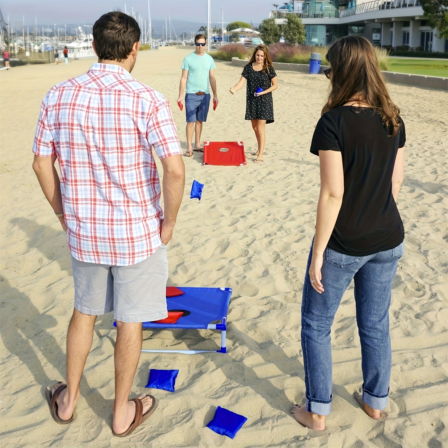 Portable Cornhole Board Game Set with Bean Bags - Beach Game Set