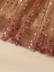 Sequin Stars Tulle Dress Long Sleeve Party Outfit