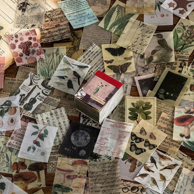366pcs Vintage Plant & Flower Stickers for Art Supplies and Planning