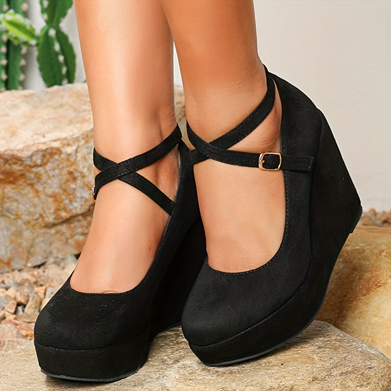 Women's Platform Wedge Heels Mary Jane Comfort Dress Shoes