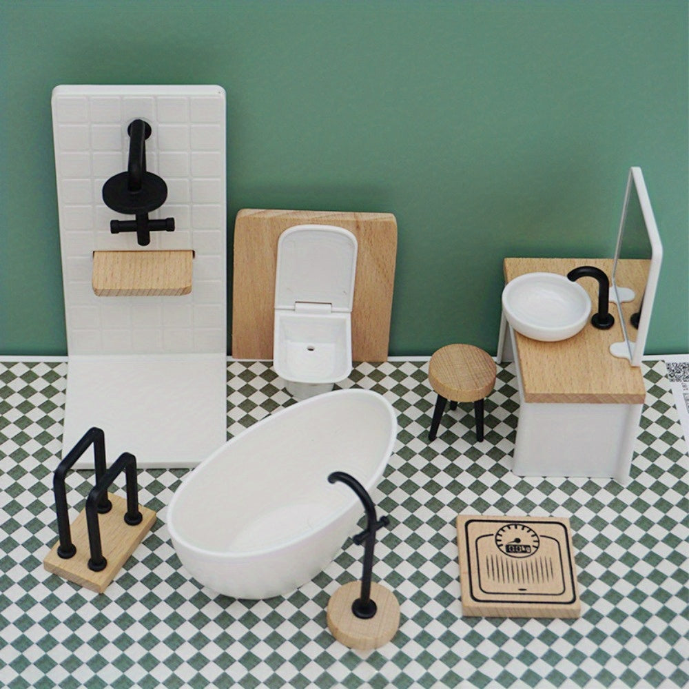 Dollhouse Bathroom Set with Toilet Sink Accessories