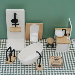 Dollhouse Bathroom Set with Toilet Sink Accessories