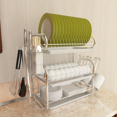 3 Tier Dish Rack Cutlery Cup Plates Holder Sink Draining Rack Tray Kitchen
