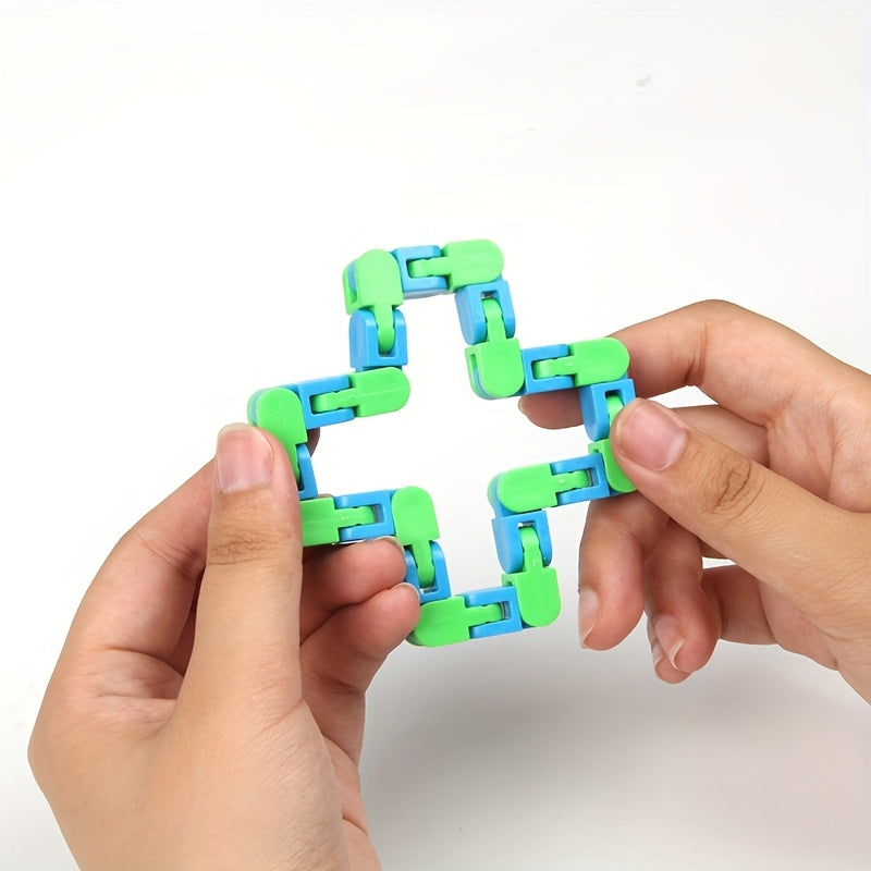 Colorful Chain Building Blocks 24 Link Toy Orange Green Pink