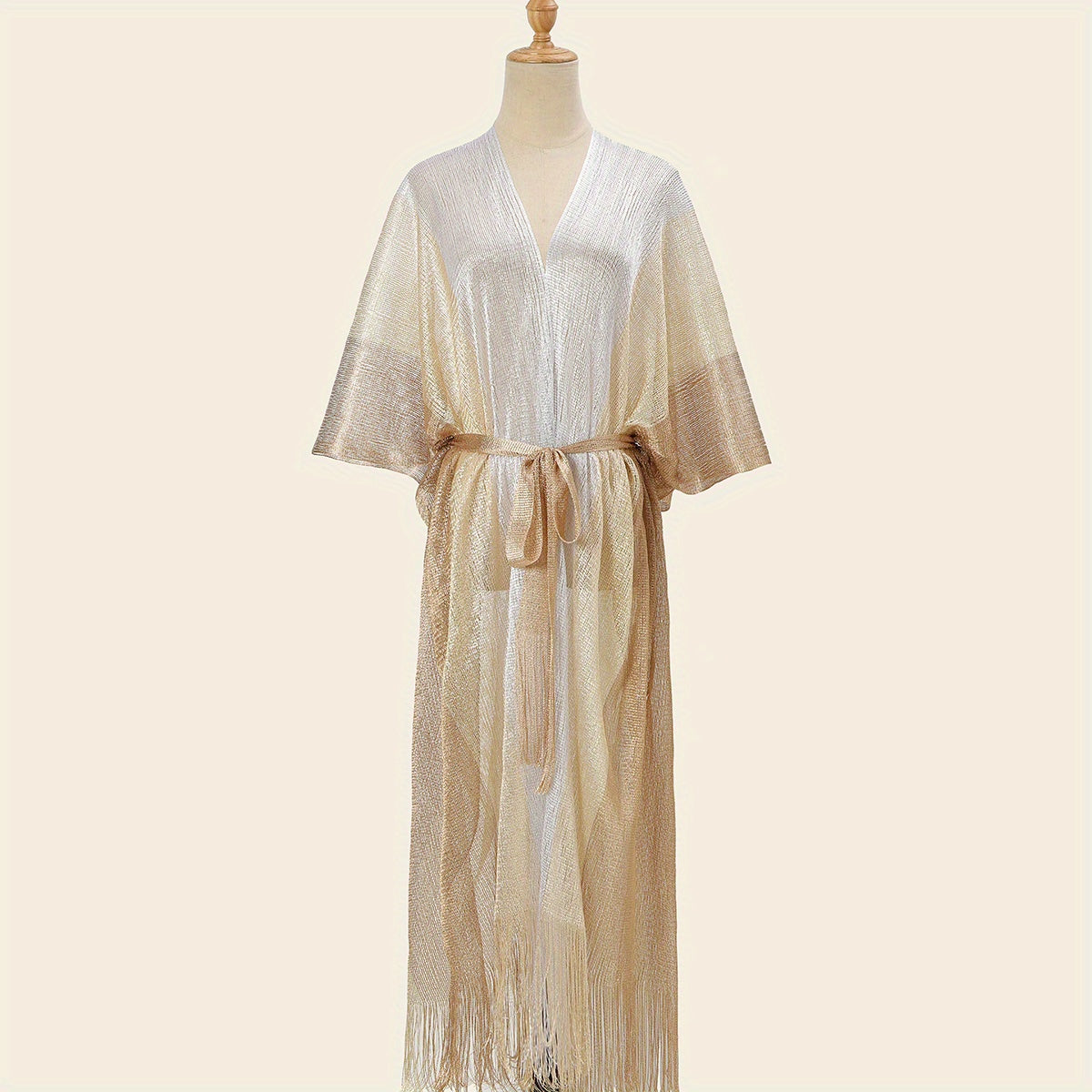 Hollow Out Sunscreen Fringed Long Shawl Lace Up Large Wraps