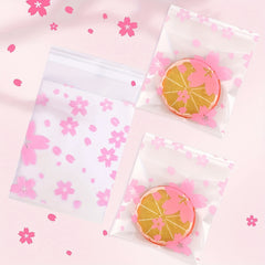 200pcs Frosted Cherry Flowers Glass Paper Bags - Self Adhesive