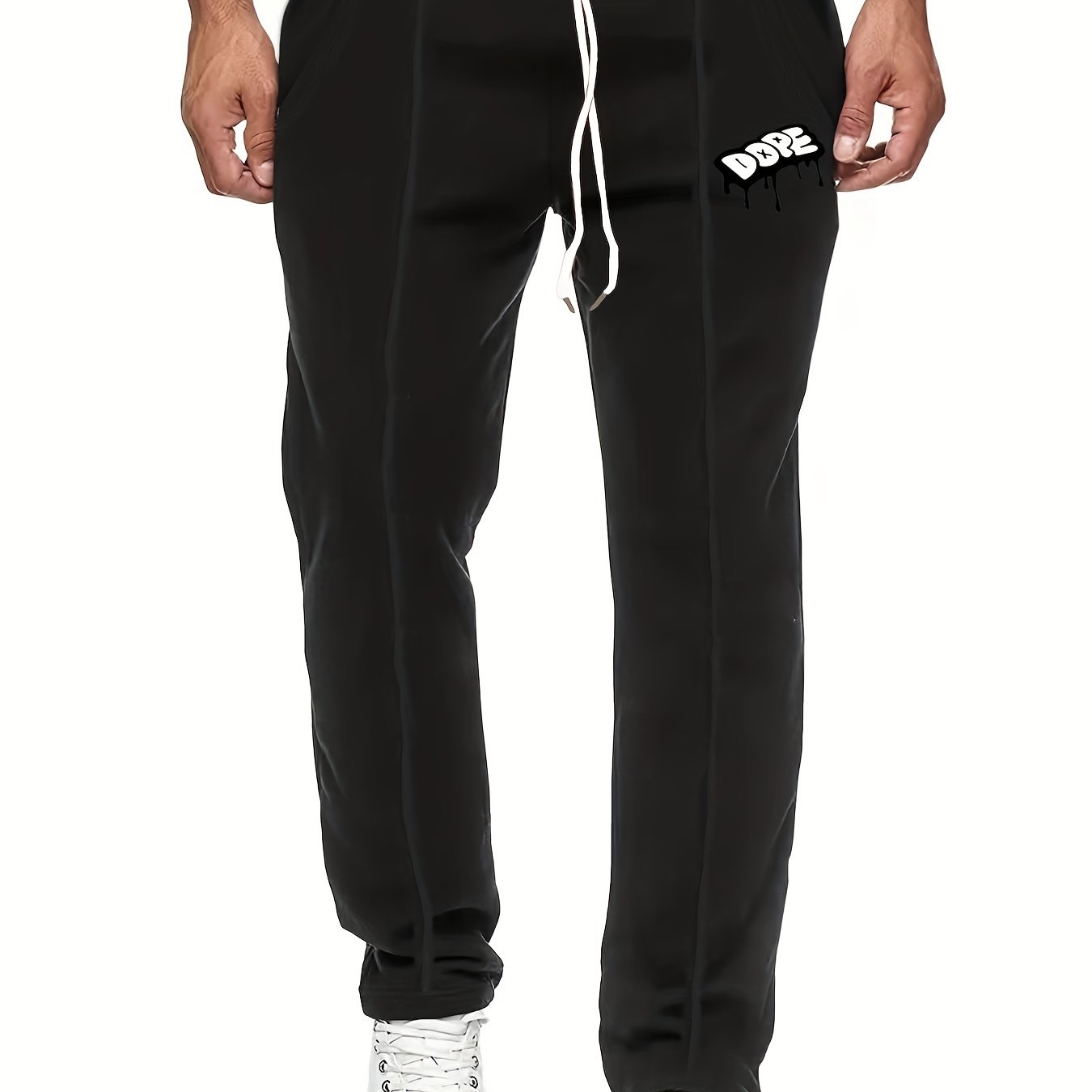 Letter Print Casual Stretch Pants for Men