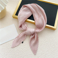 Pleated Bandana Silk Neckerchief Scarf Head Wrap Bag Handle Charm