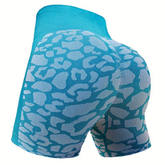 Leopard Print High Waist Tummy Control Workout Shorts