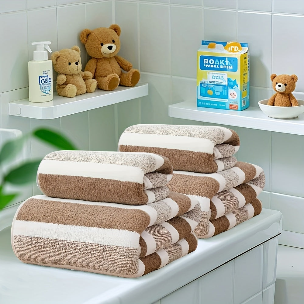 4-Piece Bath Towel Set, Soft and Absorbent, Light Beige