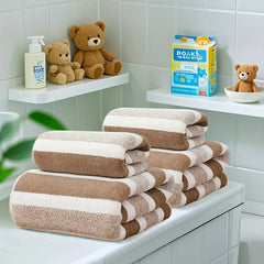4-Piece Bath Towel Set, Soft and Absorbent, Light Beige