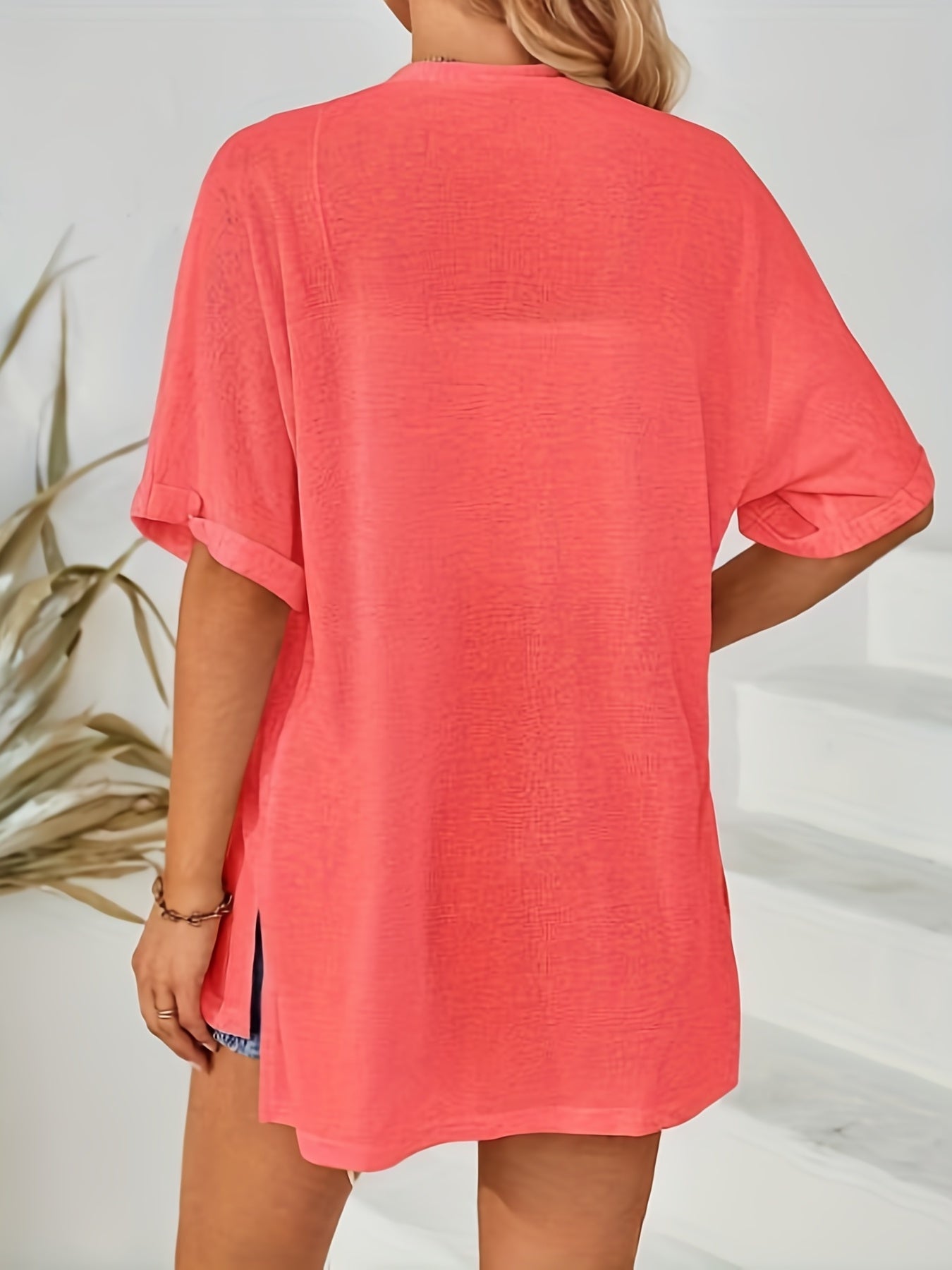  Solid Short Sleeve Open Front Cardigan