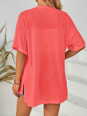  Solid Short Sleeve Open Front Cardigan