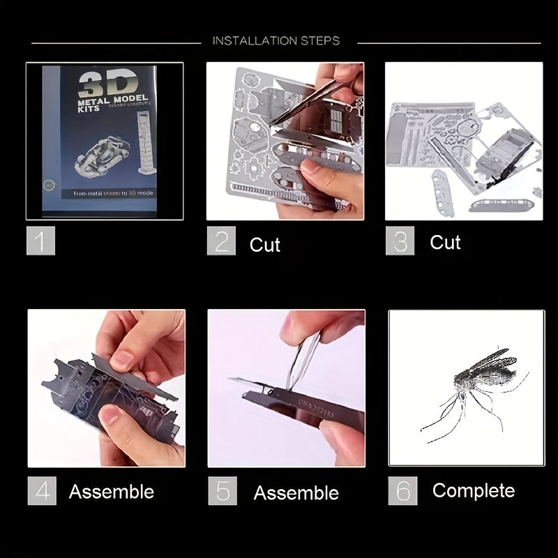 DIY Metal Insect Model 3D Puzzle Creative Toy Mosquito Craft Home Decor