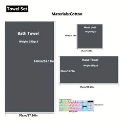 3pcs Pure Cotton Towel Set Bath Square Face Household Absorbent Quick Drying