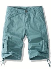 Solid Cotton Men's Cargo Short Pants Lightweight Below Knee Work Outdoors