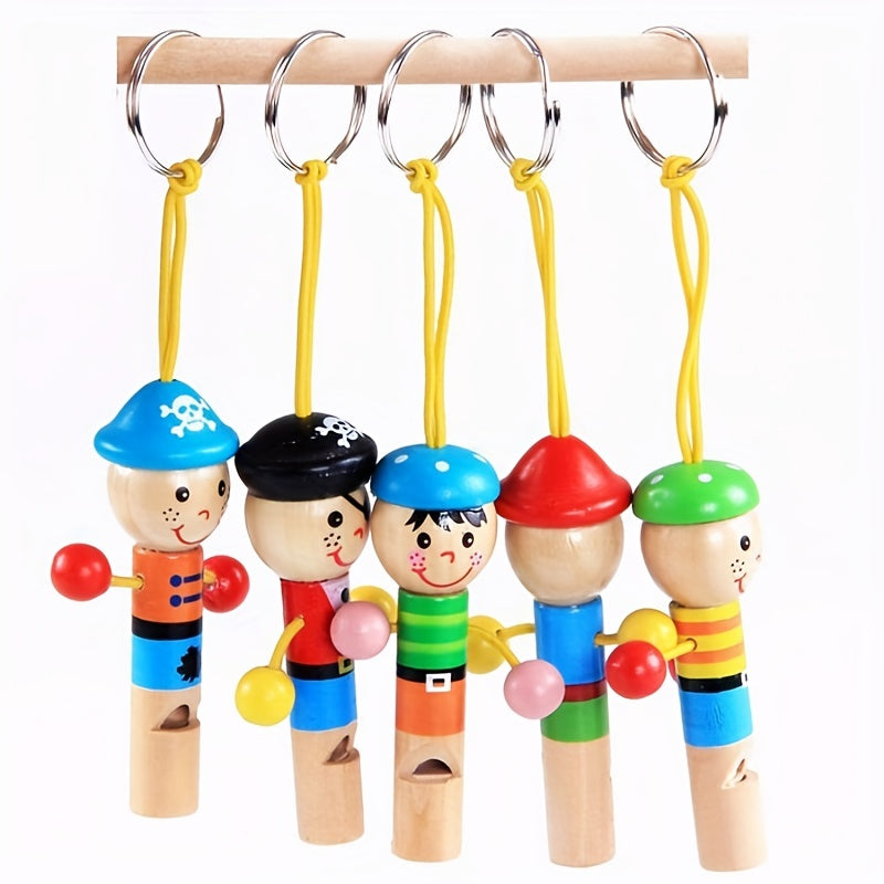 Pirate Whistle Key Chain Lockable Wooden