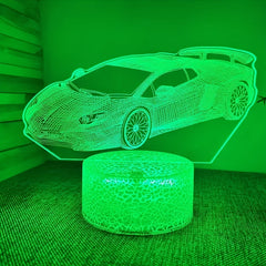 3D Sports Car USB Night Light for Children's Room, Birthday Gift