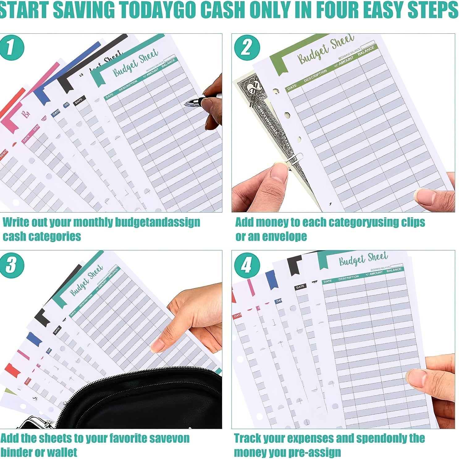 A6 Expense Tracker Paper 6 Loops Money Tracker Cash Envelope Binder Insert