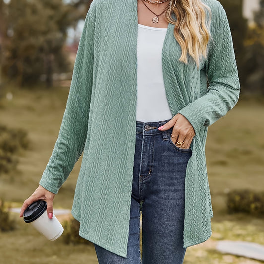  Casual Cardigan Women's Plus Textured Long Sleeve