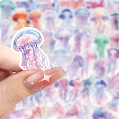 55 Crystal Jellyfish Stickers Waterproof Decals for Luggage Water Bottles