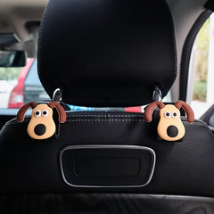 4pcs 3D Cartoon Puppy Car Hook Storage Hanger For Car Seat Back