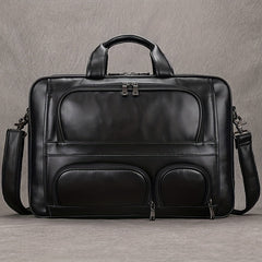 Vintage Leather Briefcase Large Capacity Business Bag Brown