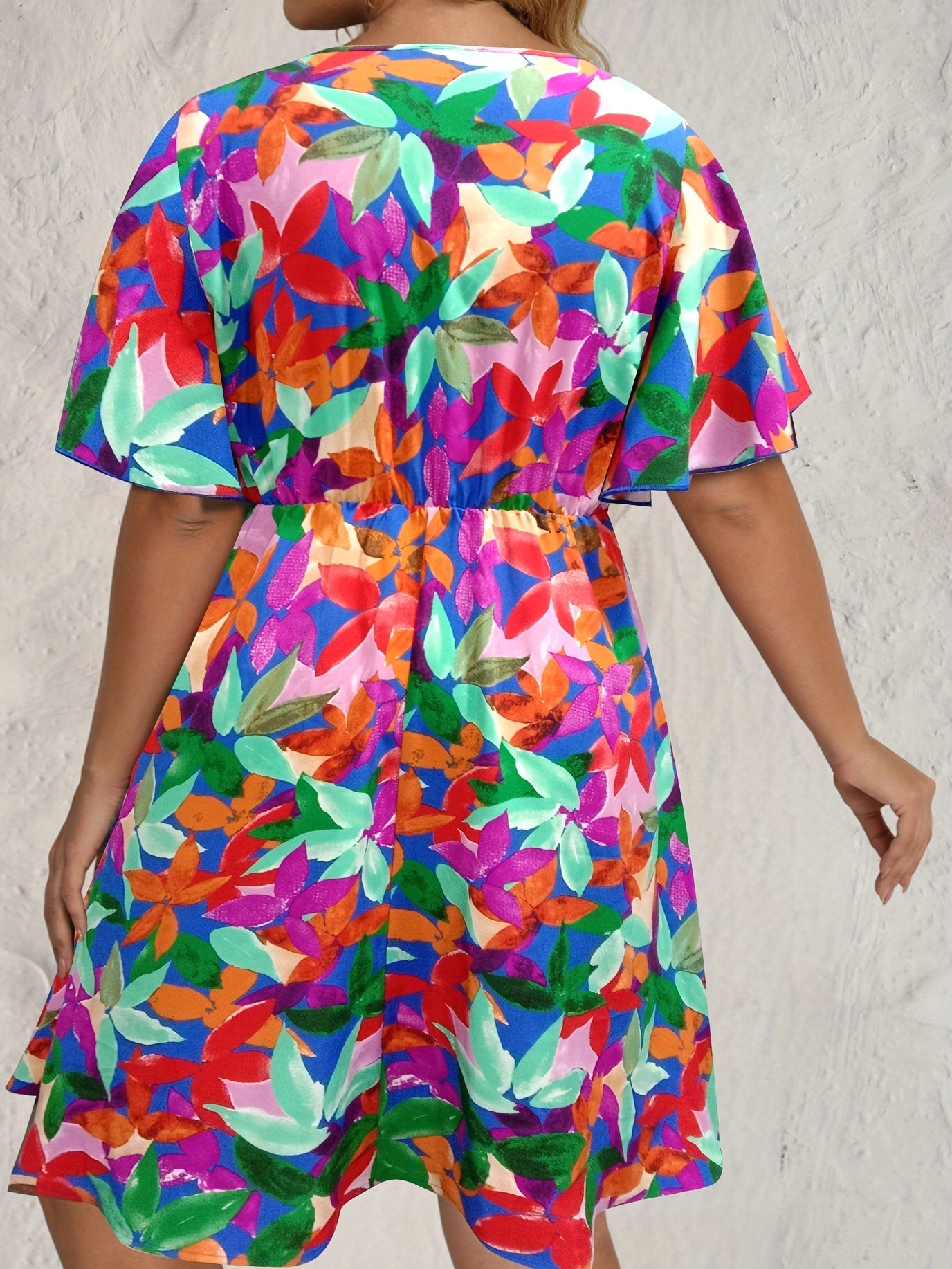  Flutter Sleeve Midi Dress with Nipped Waist