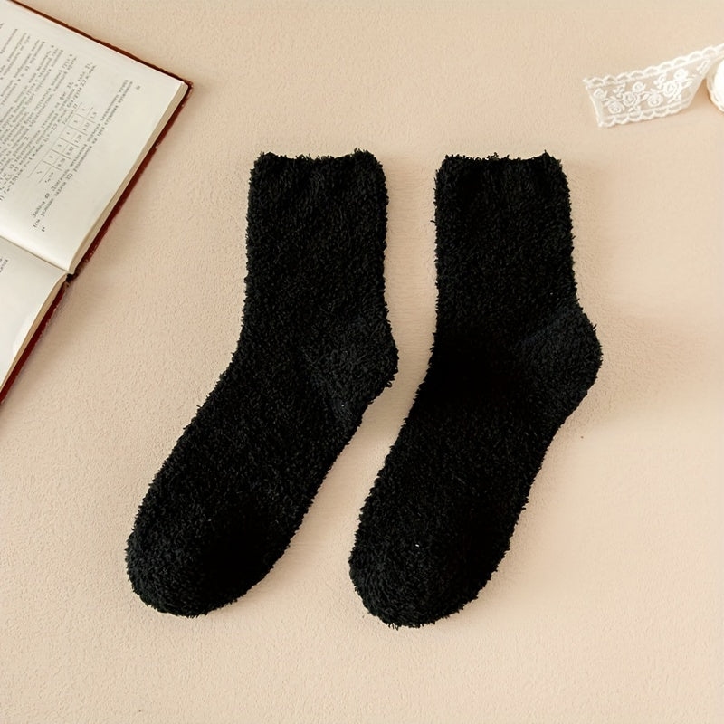 3 Pairs Plush Socks Soft Mid Tube Women's Stockings