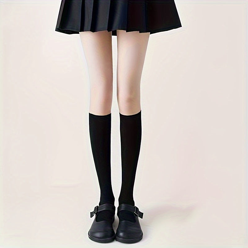 2 Pairs College Style Knee High Socks Women's Stockings
