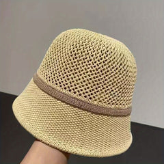 Breathable Crochet Sun Hat Casual Outdoor Bucket Hat for Women