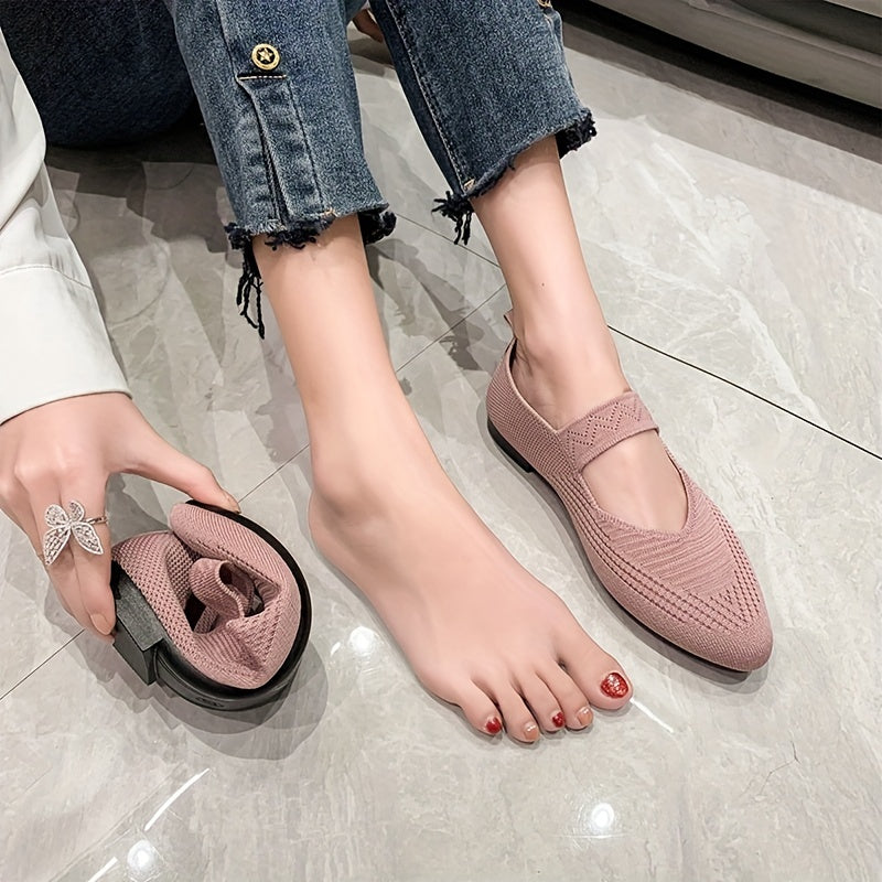Women's Knitted Slip On Mary Jane Soft Sole Walking Flats
