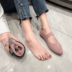 Women's Knitted Slip On Mary Jane Soft Sole Walking Flats