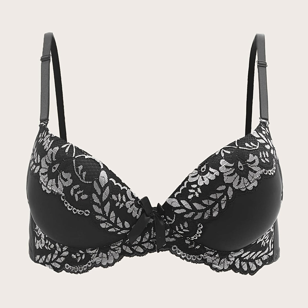 Contrast Lace Jacquard Bra Plus Size Stretch Sexy Bralette