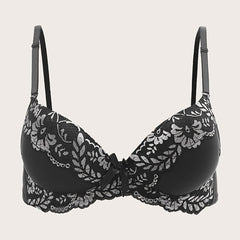 Contrast Lace Jacquard Bra Plus Size Stretch Sexy Bralette