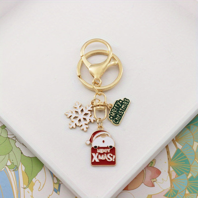 Christmas Series Cartoon Alloy Key Chain Ring Purse Bag Charm Car Ornament