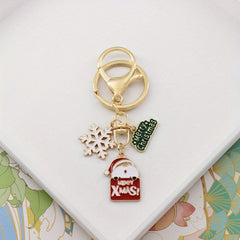 Christmas Series Cartoon Alloy Key Chain Ring Purse Bag Charm Car Ornament