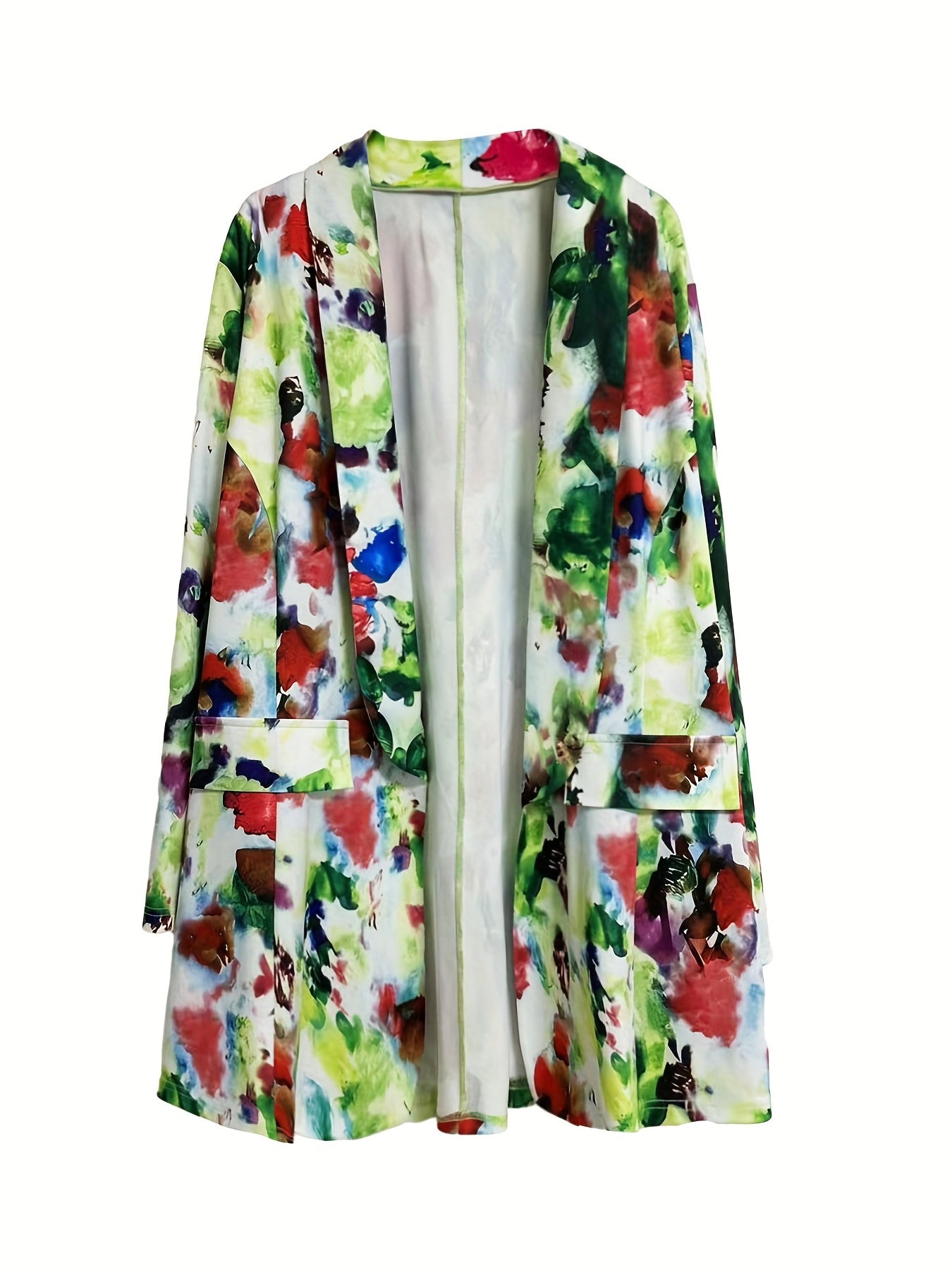  Tie Dye Long Sleeve Slim Fit Blazer With Pockets