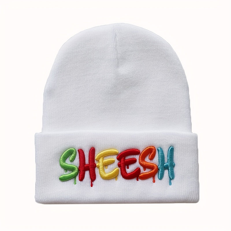 SHEESH Embroidery Cold Hat Warm Knitted Wool Hat For Men And Women