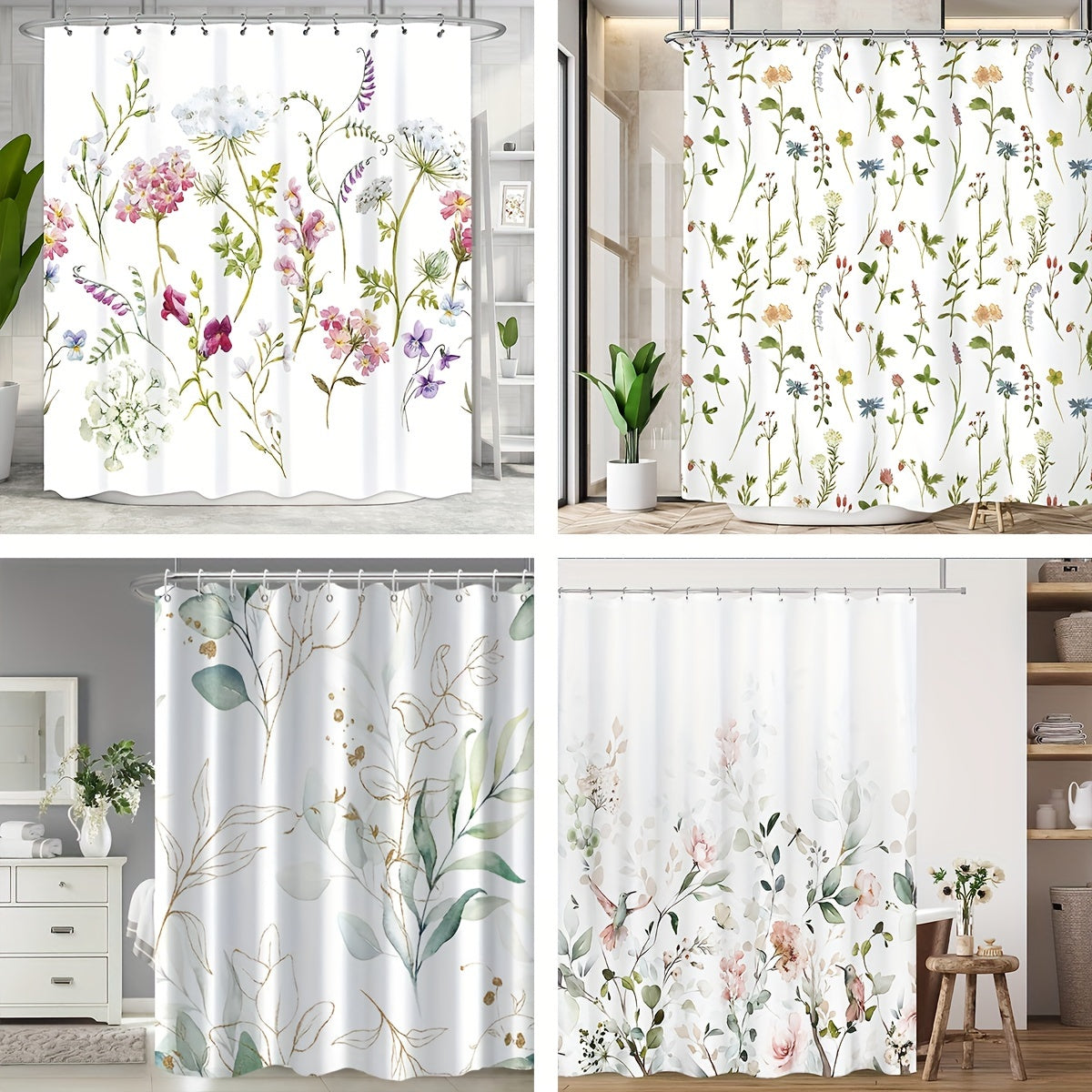 Wildflower Leaf Herbs Shower Curtain 71x71in