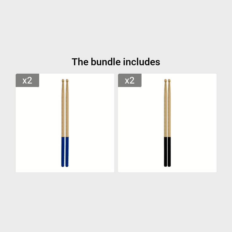 5A Maple Wood Tip Drumsticks with Non Slip Rubber Handle