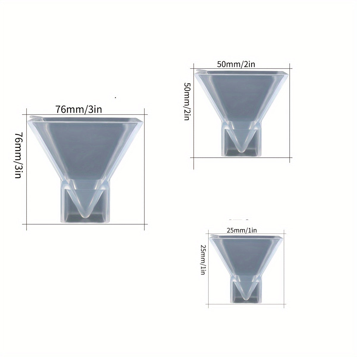 3pcs Pyramid Clear Silicone Molds For Resin
