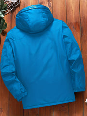 Men's Fleece Zip Up Hooded Jacket Casual Sports Trench Coat